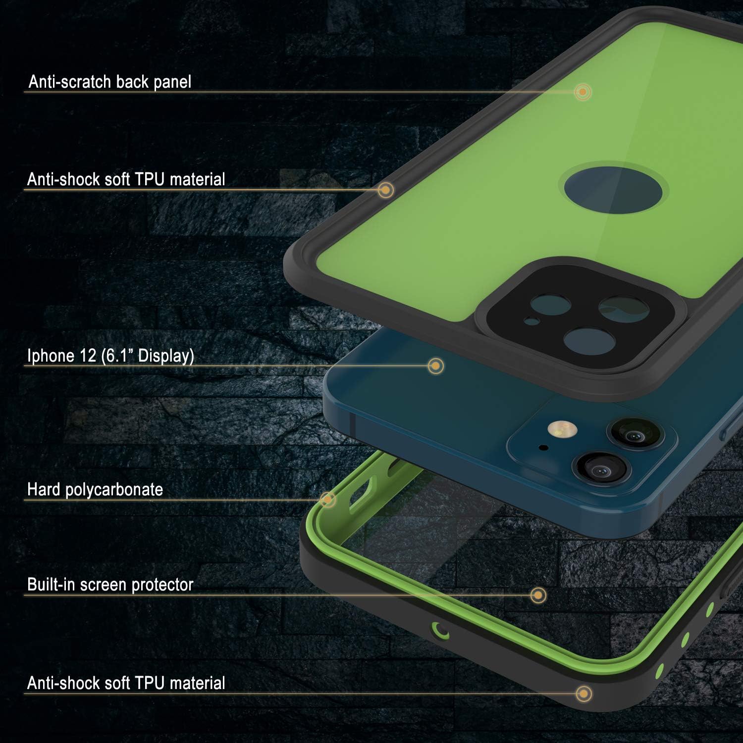 Punkcase Funda impermeable diseñada para iPhone 12 serie StudStar ajuste delgado certificado IP68 resistente a los golpes a prueba de suciedad a