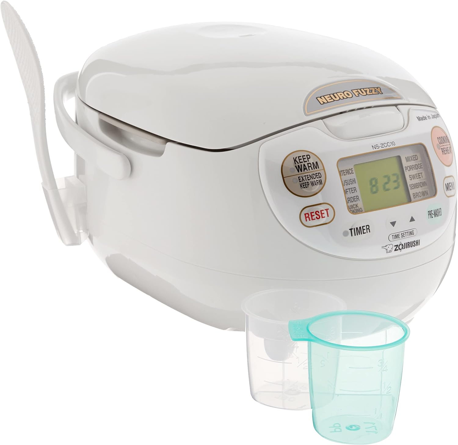 Zojirushi NS-ZCC10 Neuro Fuzzy Cooker, 5.5 tazas de arroz crudo  1 litro, blanco y NS-TSC10 5-12 tazas (sin cocinar) Micom Arrocera y calentador,