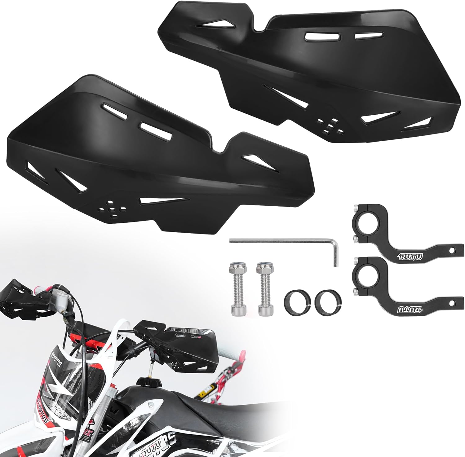 JIAYAN 78 ” 0.866 in Dirt Bike Handguards, Manillar Protector de Mano con Soporte CNC Par para Motocross ATV SX SXF EXC XCW KLX KX LTR TRX – Negro