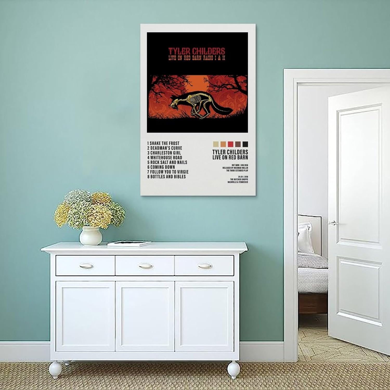 ShenMou Tyler Childers Live On Red Barn – Póster de portada de álbum de radio de granero rojo, decoración de pared, póster para dormitorio,