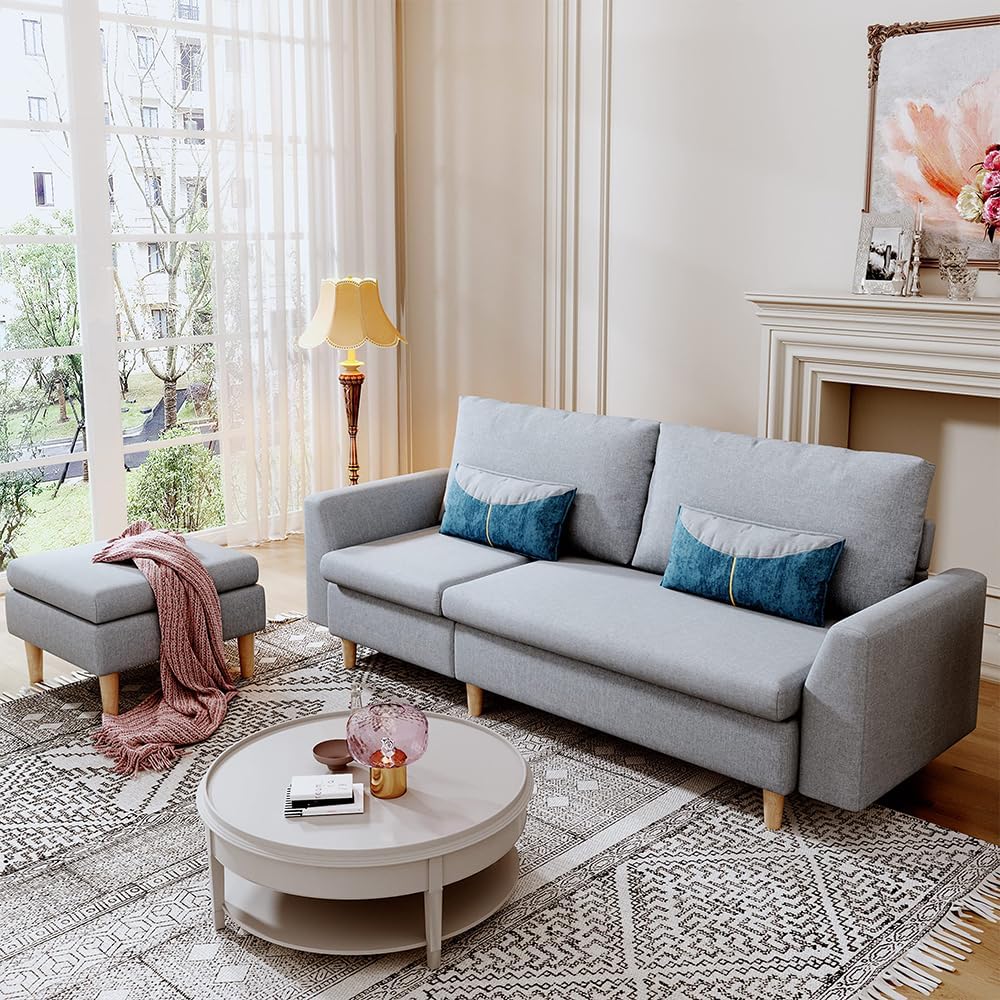 Sofá modular en forma de L para sala de estar, sofá de 3 asientos con diván reversible de 77.5 pulgadas, sofá seccional convertible (gris)