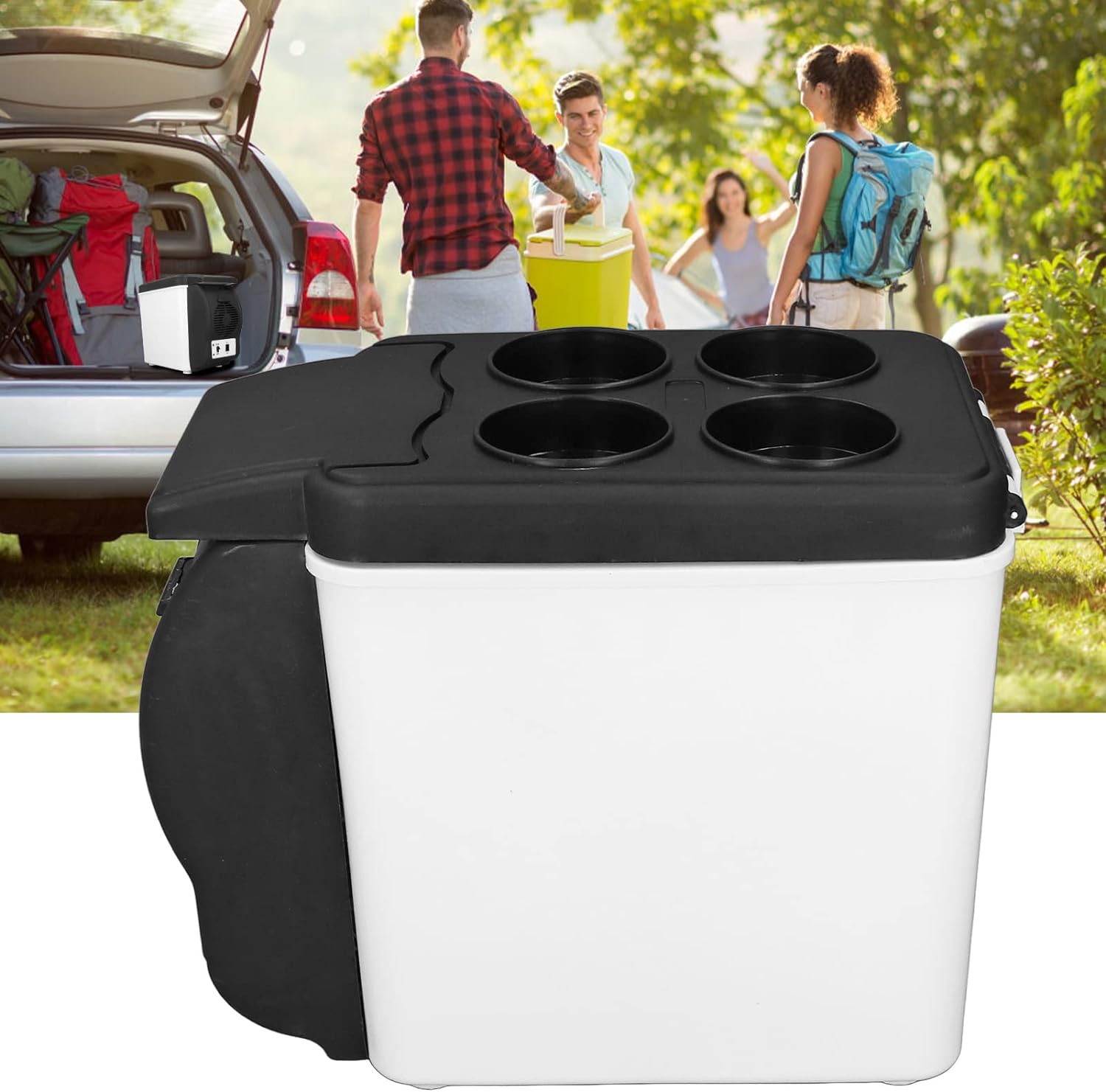Mokernali Refrigerador de coche de 12 V, 37 W, refrigerador frío caliente portátil de 6 litros, refrigerador de doble propósito, refrigerador de
