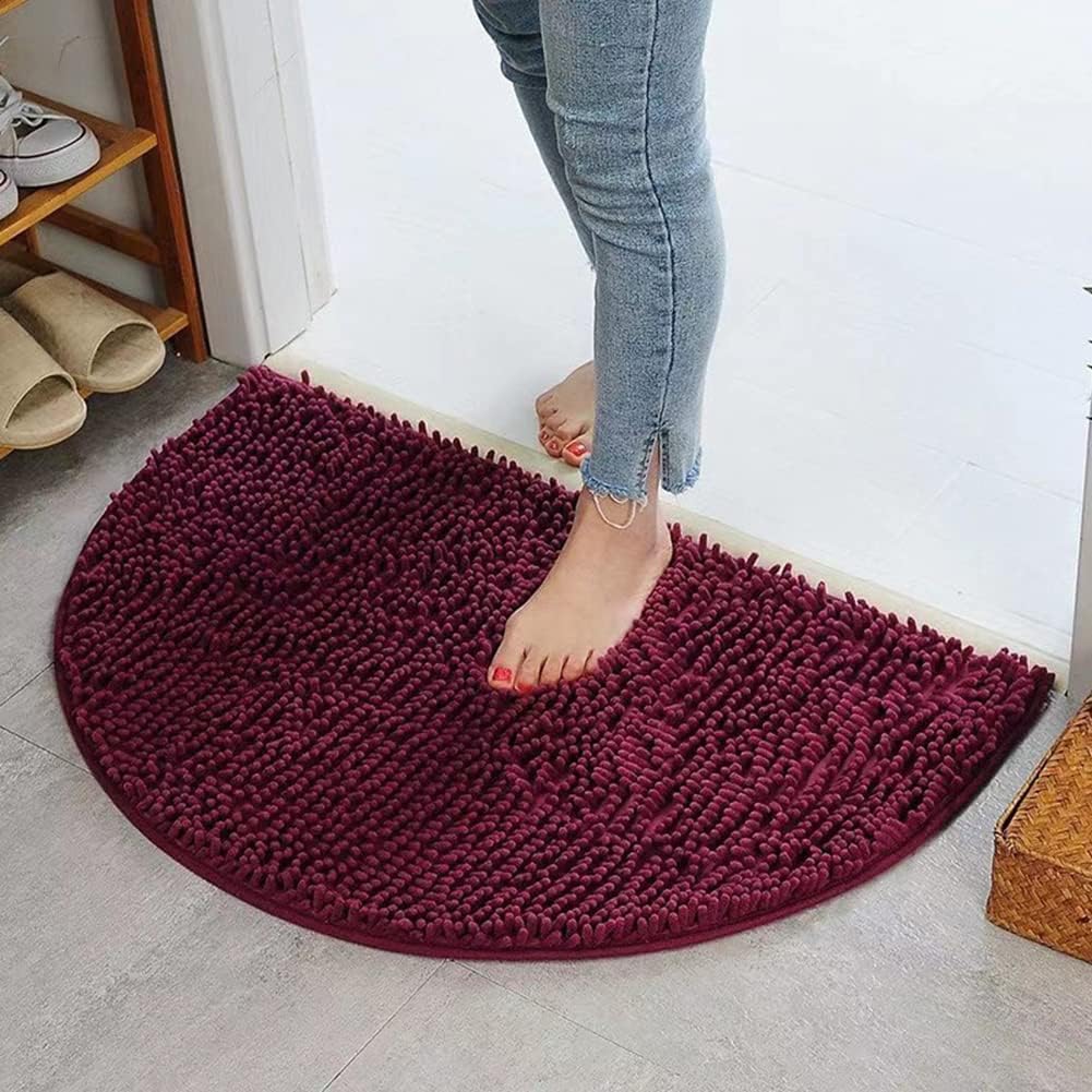 Tapete de baño semicírculo de felpilla, extra suave y súper absorbente, de secado rápido, lavable a máquina, alfombra de felpa para bañera, ducha,