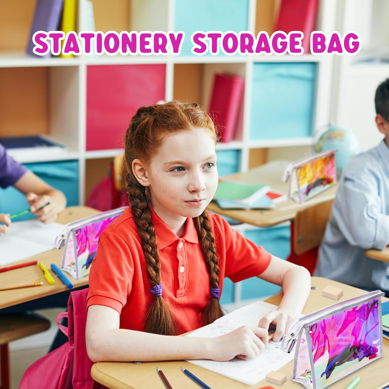 Paquete de 2 y 10 bolsas de maquillaje holográficas a granel, bolsa iridiscente, bolsas portátiles con cremallera, bolsa de cosméticos de viaje,