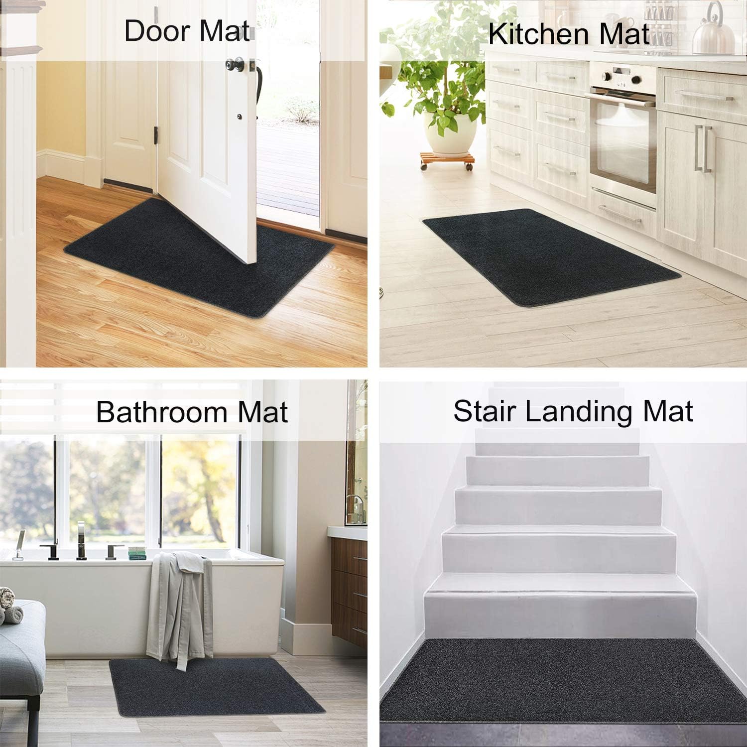 PURE ERA Alfombra para escaleras, sin cinta, autoadhesiva, antideslizante, antideslizante, para interiores, alfombra de piso para cocina, baño,