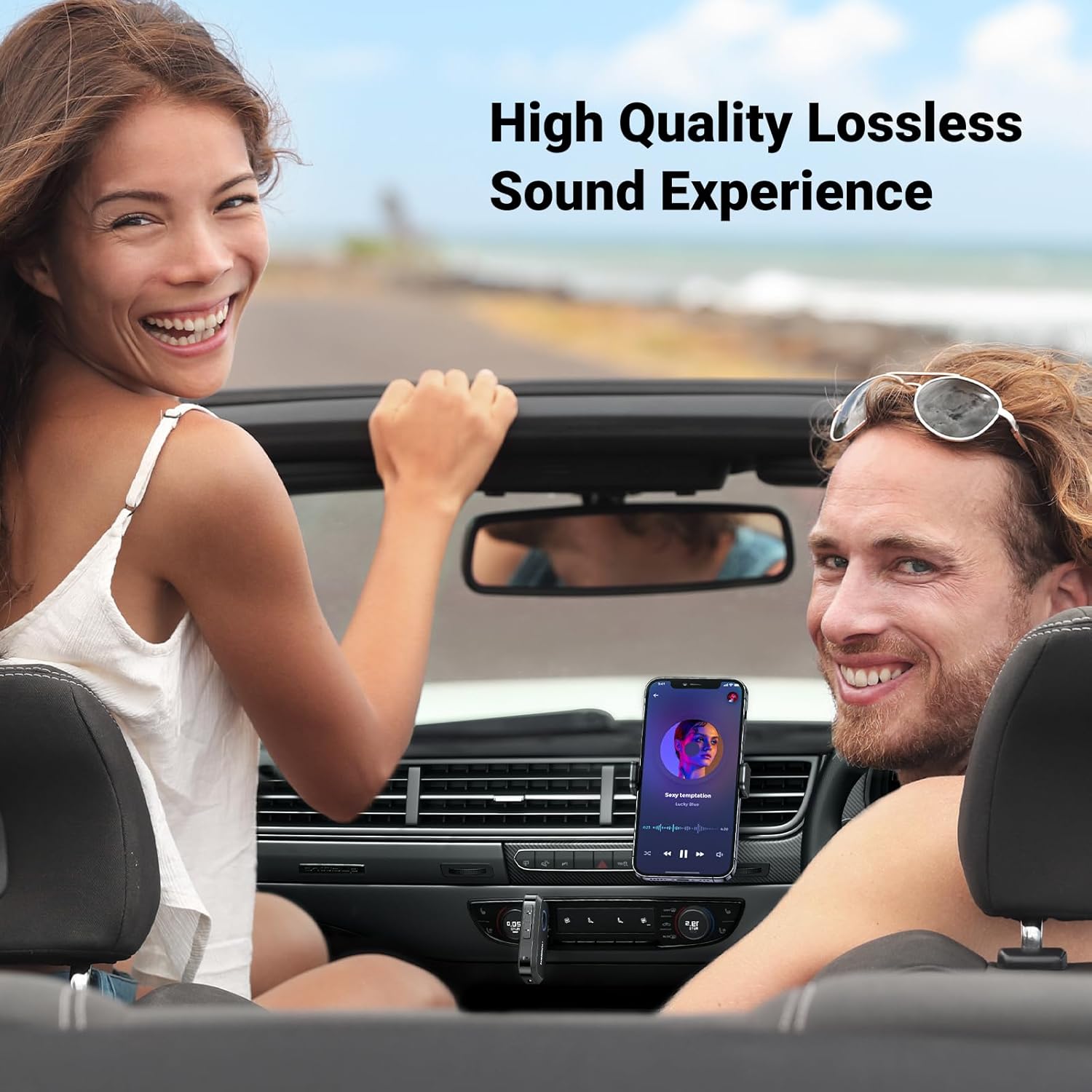UGREEN Adaptador Bluetooth auxiliar 5.3 para coche, mayor conexión Adaptador auxiliar Bluetooth para automóvil, Bluetooth aux para receptor de audio
