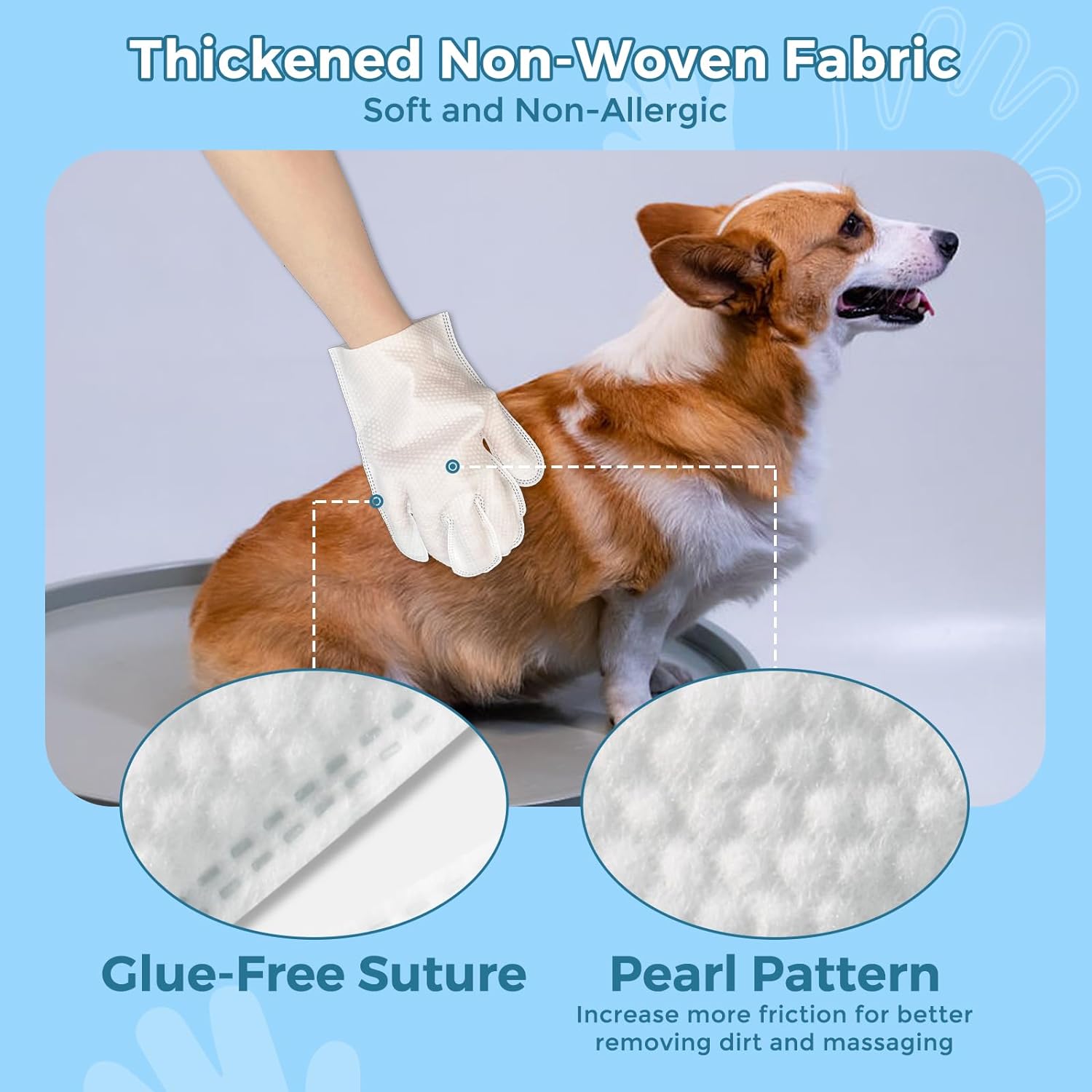 Toallitas de baño para mascotas para perros y gatos, guantes de limpieza y desodorización, toallitas nutritivas para el cuidado diario y viajes, sin