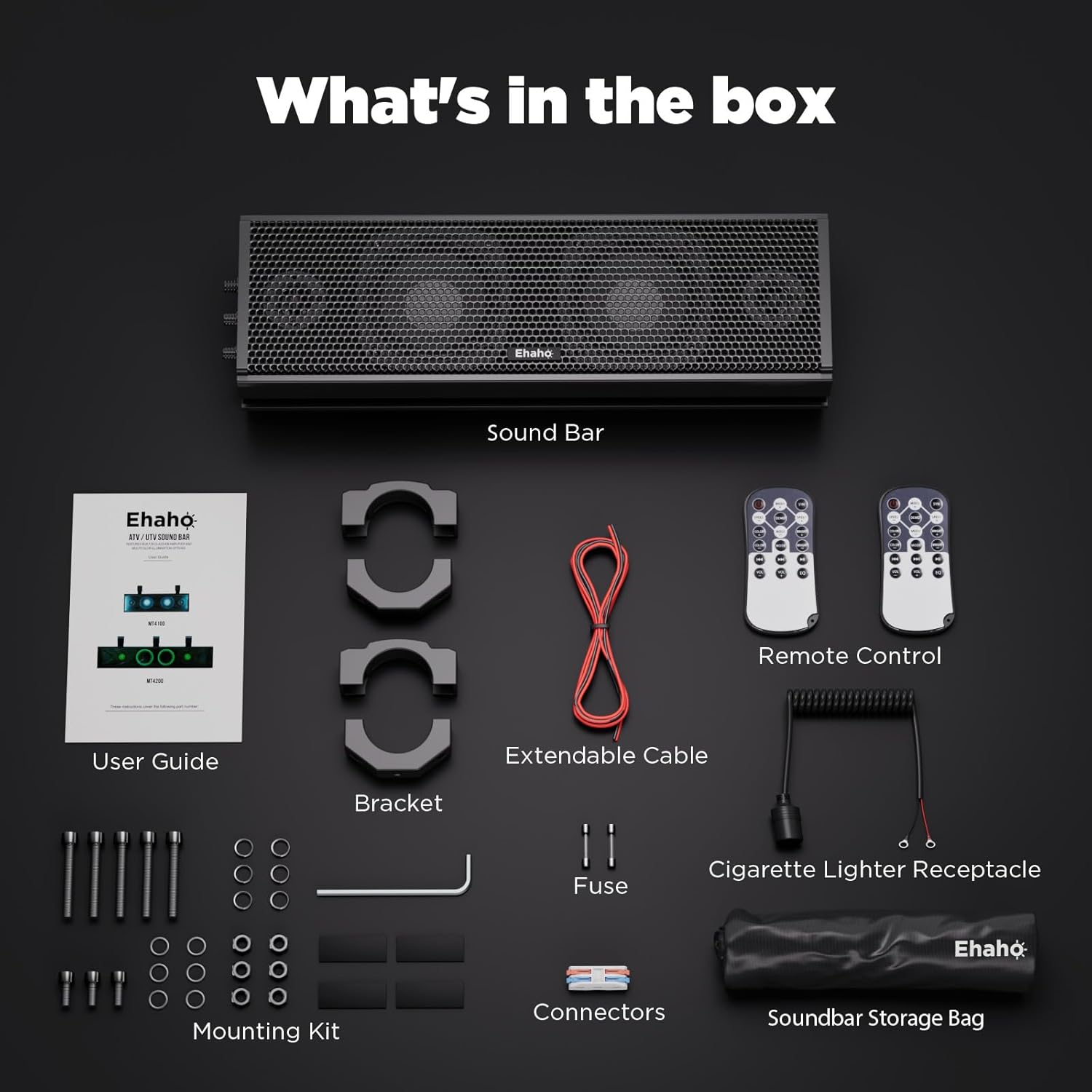 Barra de sonido UTV de 17 pulgadas, barra de sonido ATV Bluetooth con iluminación RGB, barra de sonido amplificada Powersports SXS, barra de sonido