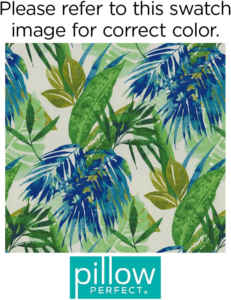 Pillow Perfect Tropic – Cojín cuadrado para silla esquinera para interiorexterior y exterior, 1 pieza con lazos, asiento profundo, resistente a la