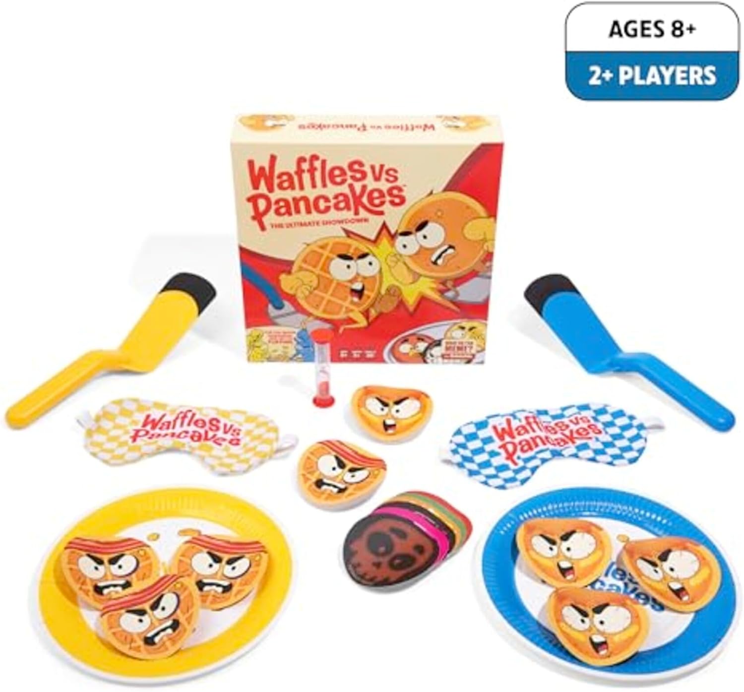 WHAT DO YOU MEME Waffles vs Pancakes – The Pancake Pile Up Game – Juegos para la noche de juegos familiares, rellenos de calcetines para niños