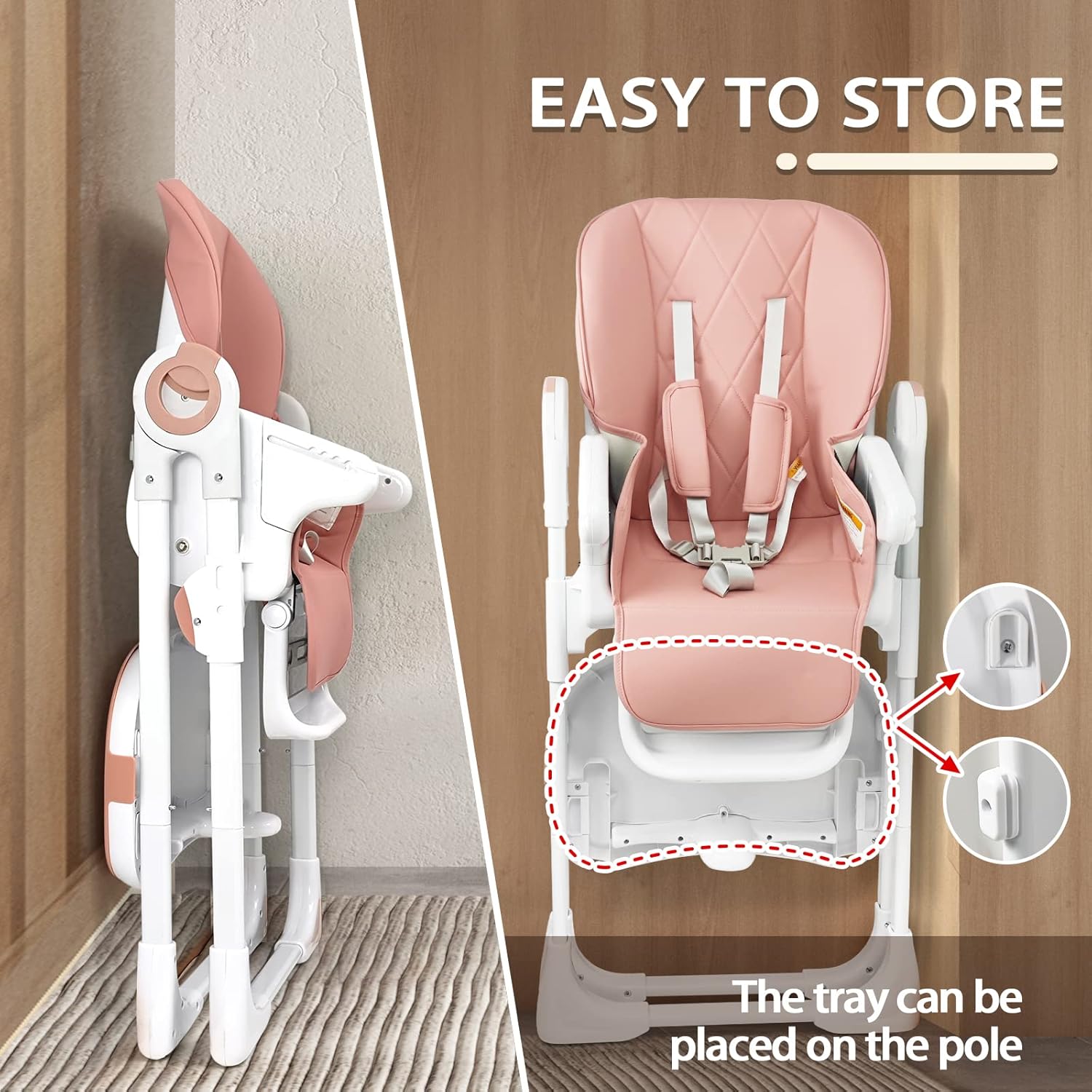 Silla alta plegable 4 en 1, silla alta portátil y compacta ajustable para bebés y niños pequeños, múltiples alturas y posiciones para regalos de