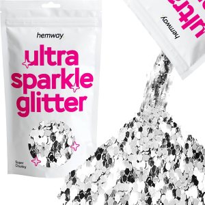 Hemway Ultra Sparkle Glitter – Brillantina metálica en escamas, multiusos, para manualidades, uñas, cosméticos, resina, rostro y cabello, plateado, Hemway Ultra Sparkle Glitter – Brillantina metálica en escamas, multiusos, para manualidades, uñas, cosméticos, resina, rostro y cabello, plateado,
