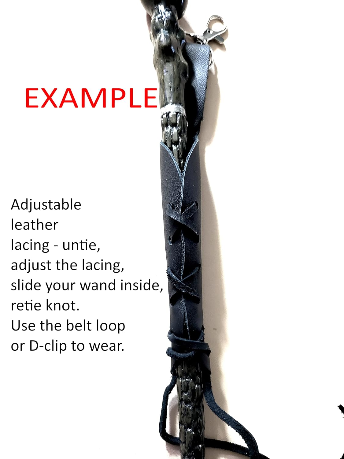 Brown Leather Magic Wand Holster with Brown Lacing and Belt Loop – Handmade in USA! – Bientro LARP for Cosplay