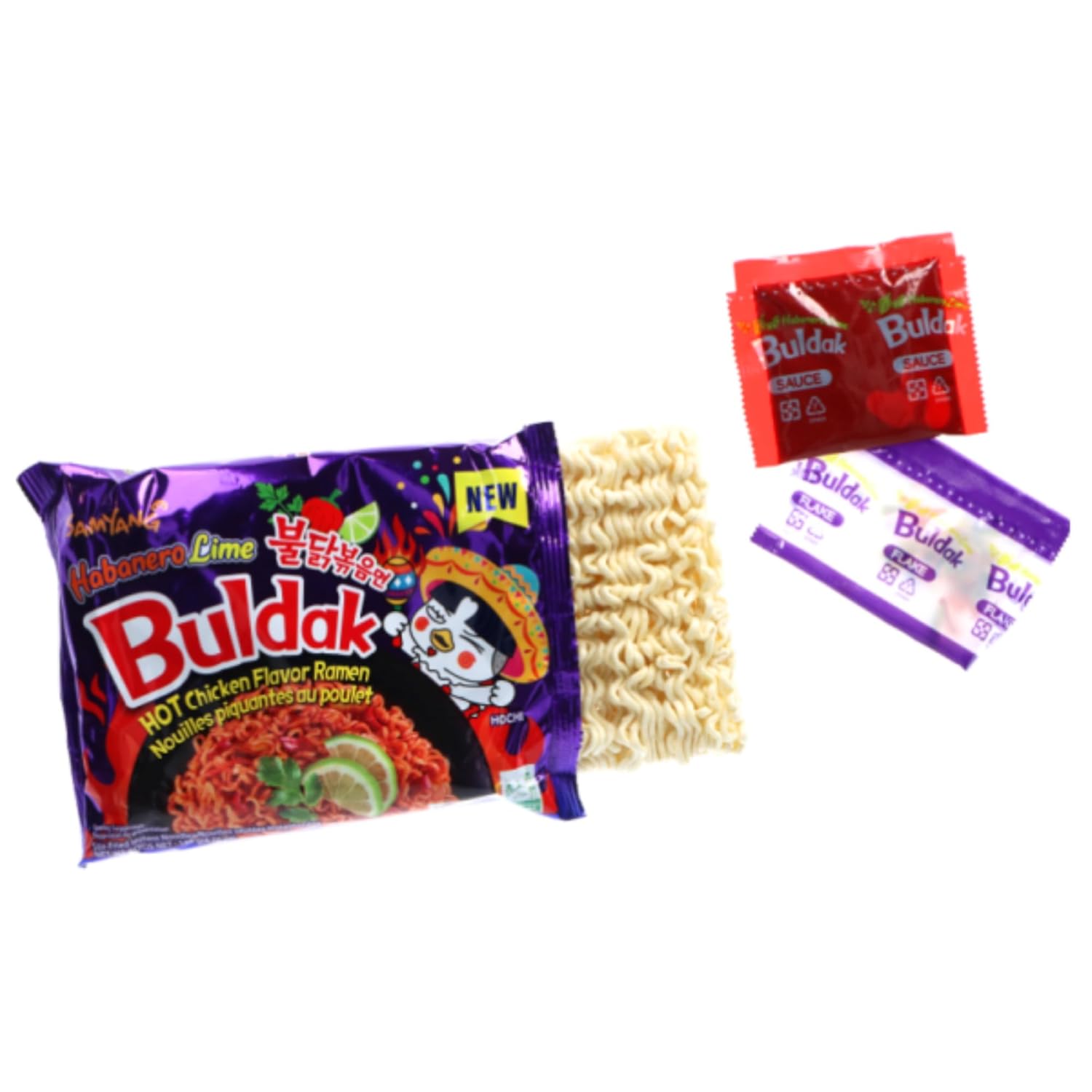 Samyang Noodles Habanero Lime 4.76 oz (paquete de 40) 1 estuche  Sabor de pollo picante Ramen Buldak Bocadillos instantáneos de comida coreana