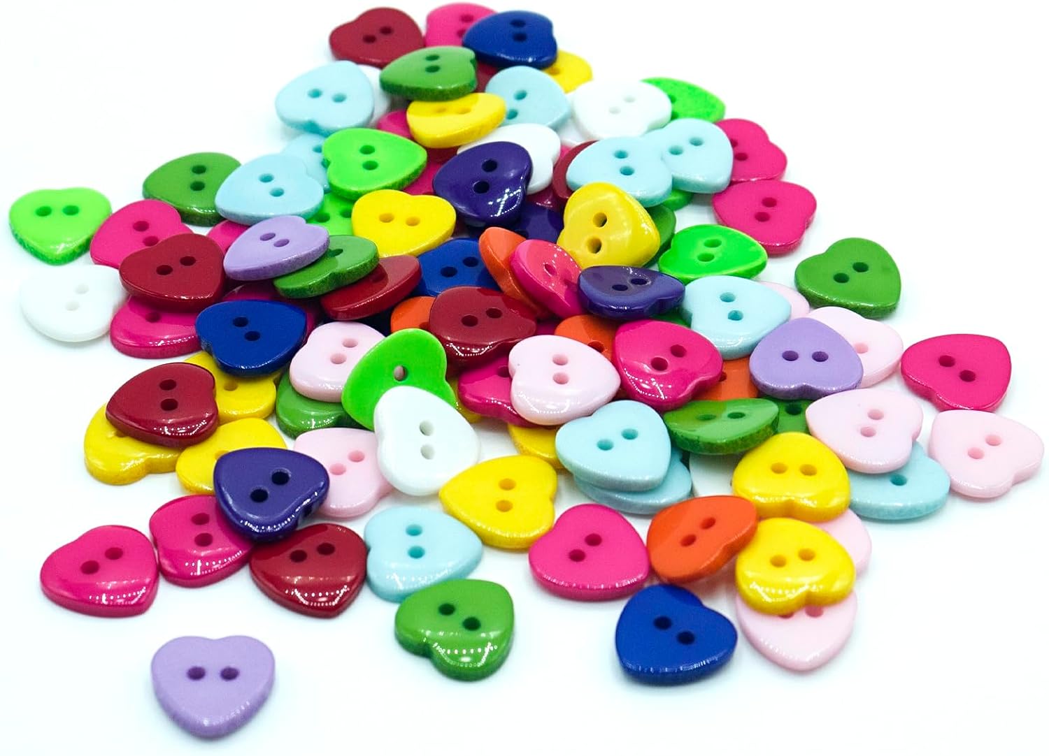 100 botones azules de resina, botones de resina de 0.6 pulgadas, 2 agujeros en forma de corazón, botones de costura a granel para álbumes de