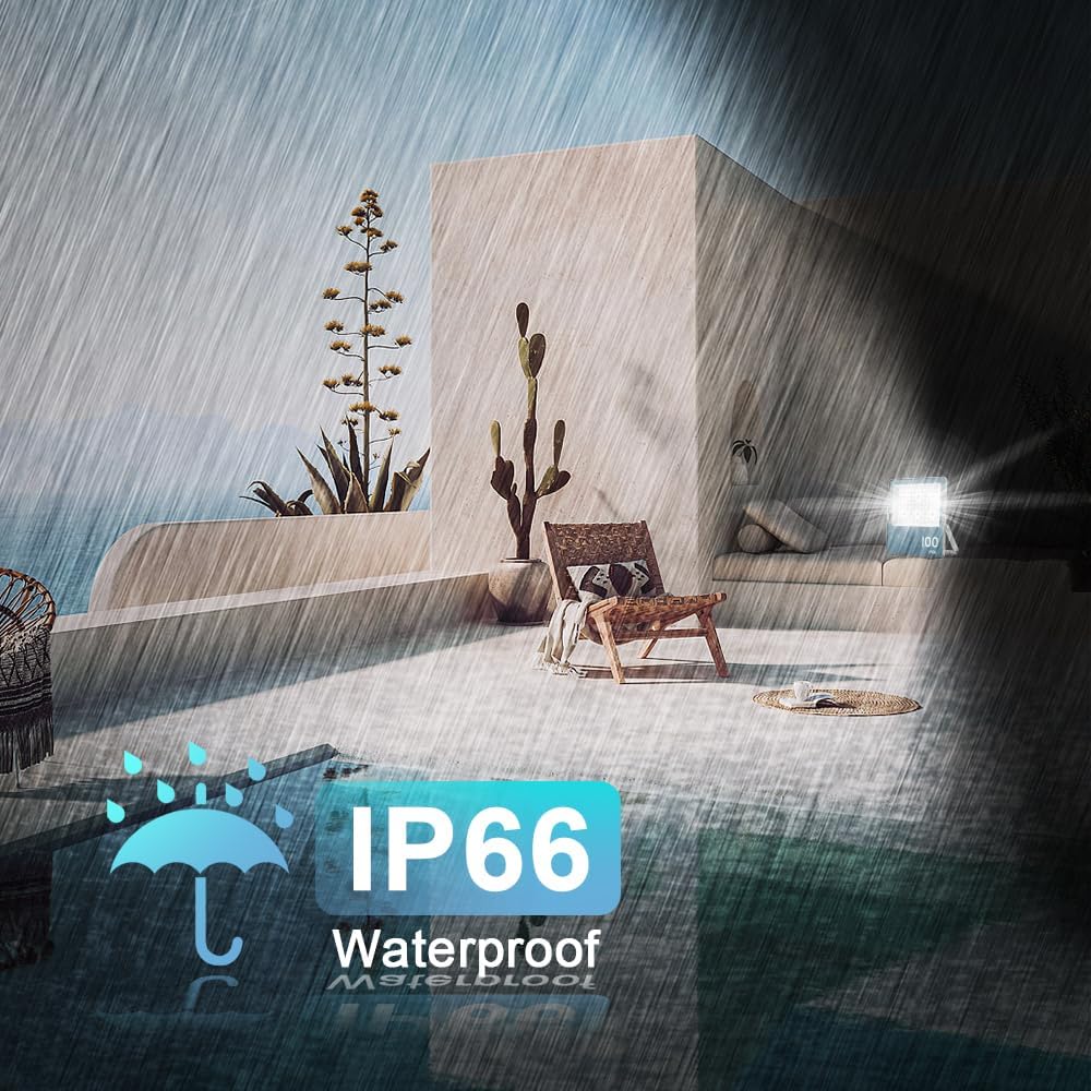 Luces LED de inundación para exteriores, 200W 20000LM Luz de trabajo LED con conductor, 6500K luz blanca diurna, IP66 portátil impermeable al aire