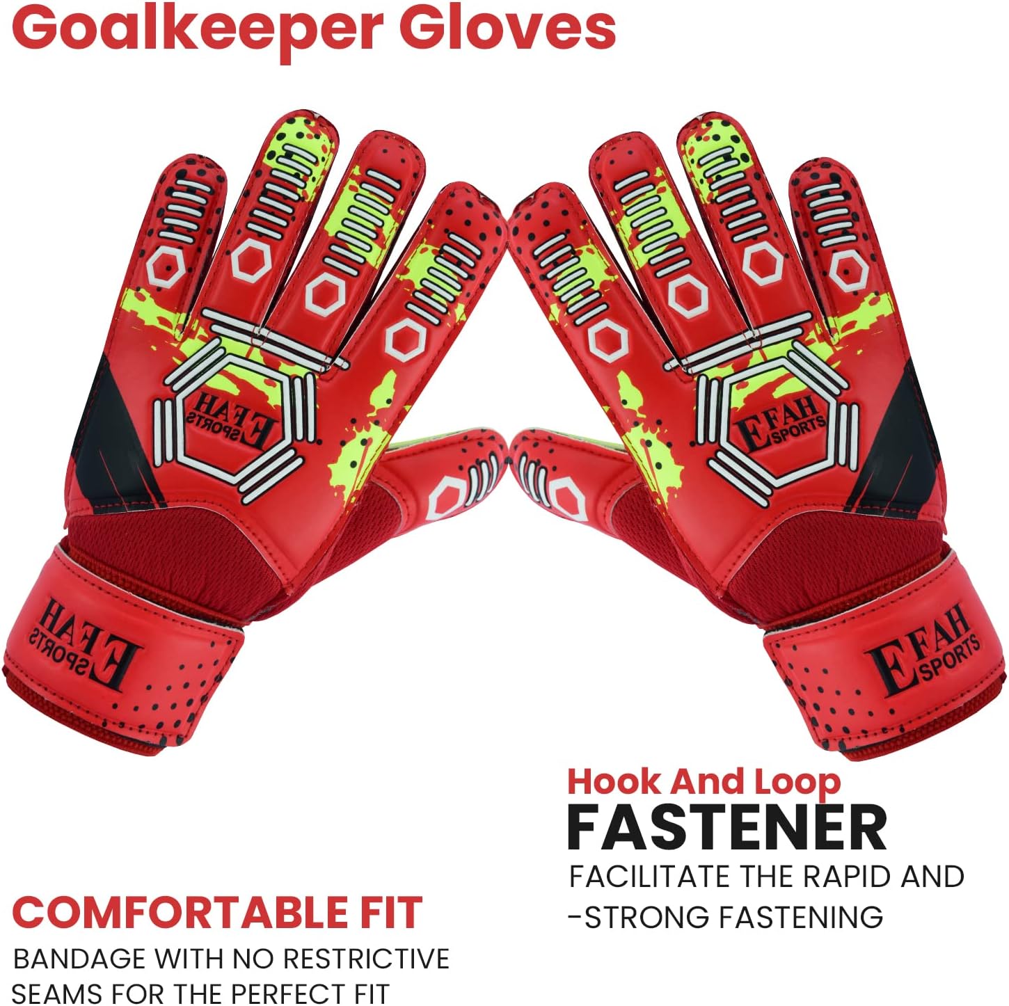 Guantes de portero de fútbol para niños y jóvenes, guantes de portero de fútbol con palmas de agarre fuerte