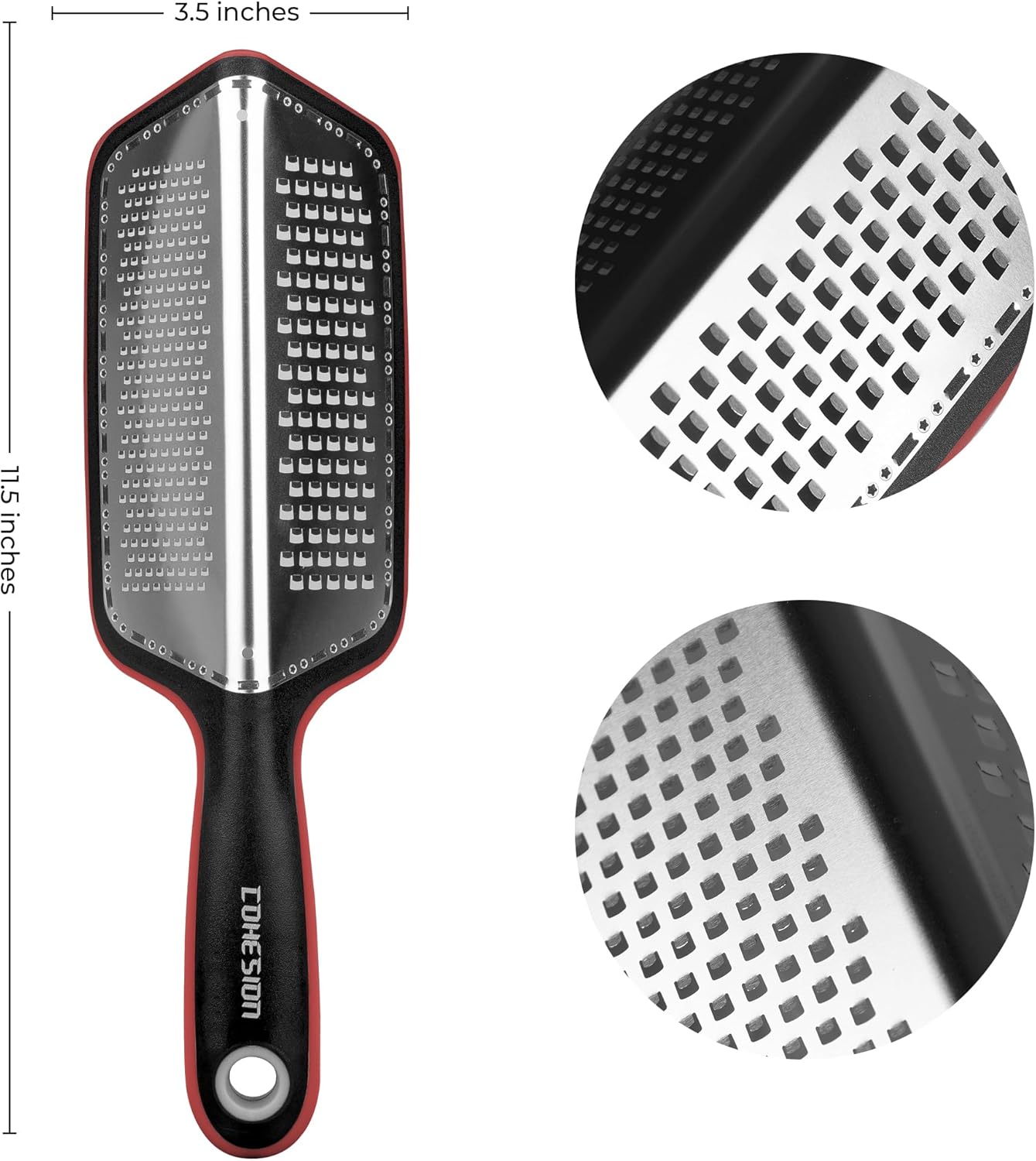 Cohesion Zester Grater for Kitchen with Double-sided – Kitchen Lemon Zester Tool for Cheese, Citrus, Garlic, Ginger, Nutmeg, Chocolate, Fruits,