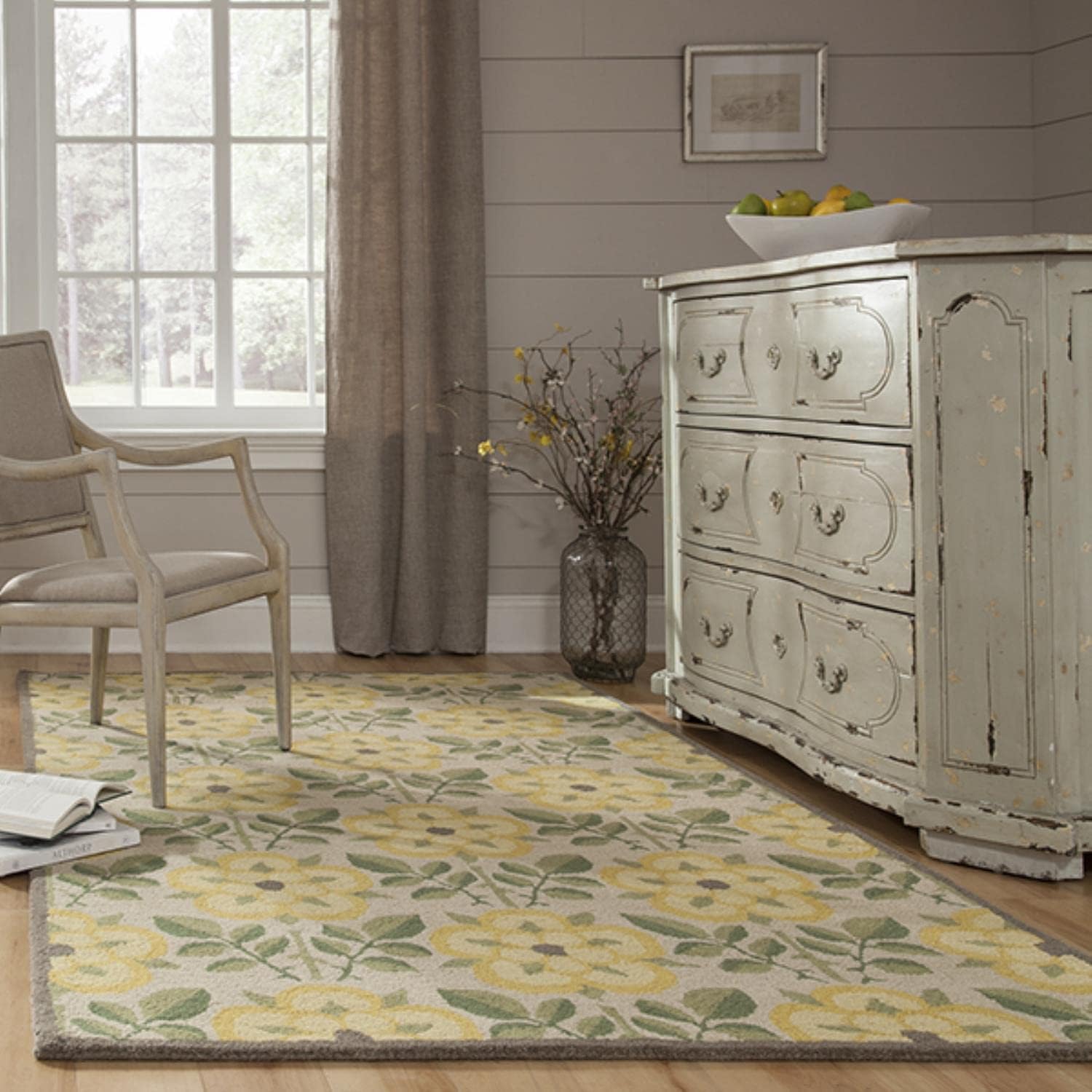 Momeni Rugs Newport Collection, alfombra contemporánea 100% de lana copetuda a mano, 5 x 8 pies, amarillo