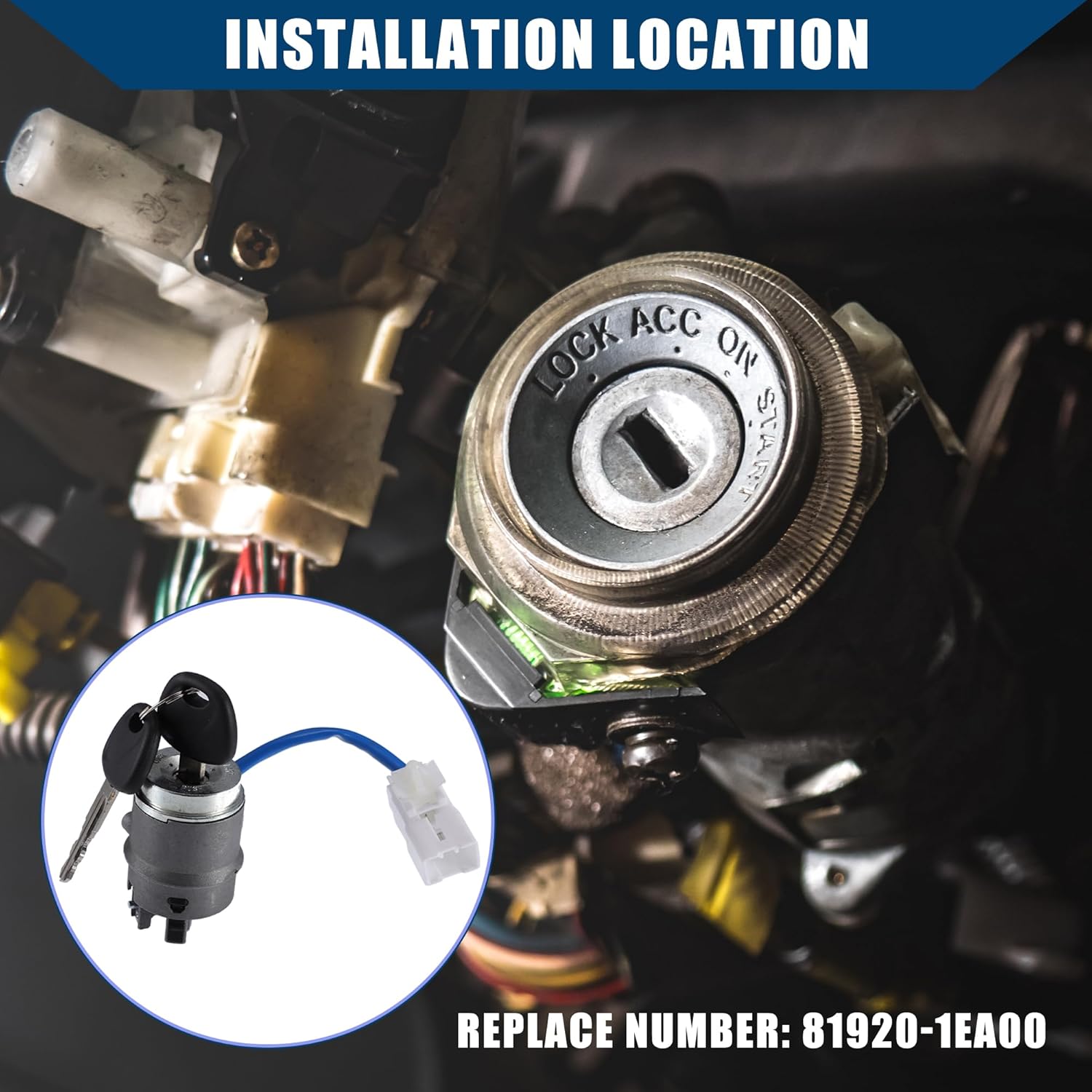 No.81920-1EA00 – Cilindro de bloqueo para interruptor de encendido de automóvil con 2 llaves para Hyundai Accent Sedan 2006-2011, juego de cilindros