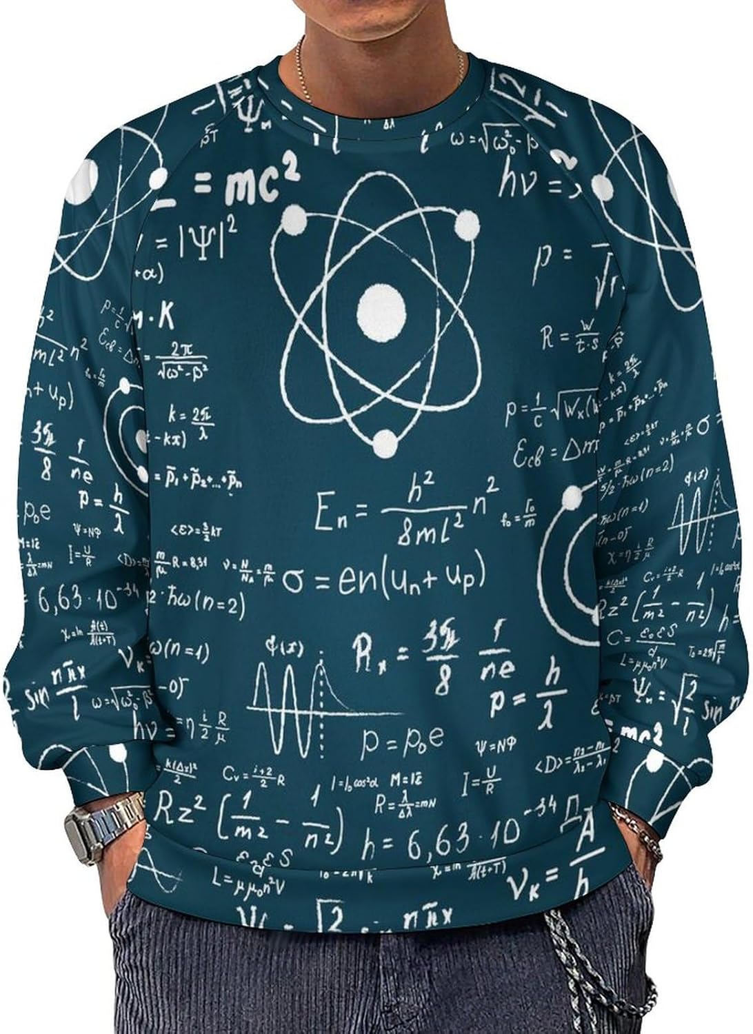 Sudaderas con fórmula científica de matemáticas físicas para hombre, cuello redondo, manga larga, atléticas, camisetas