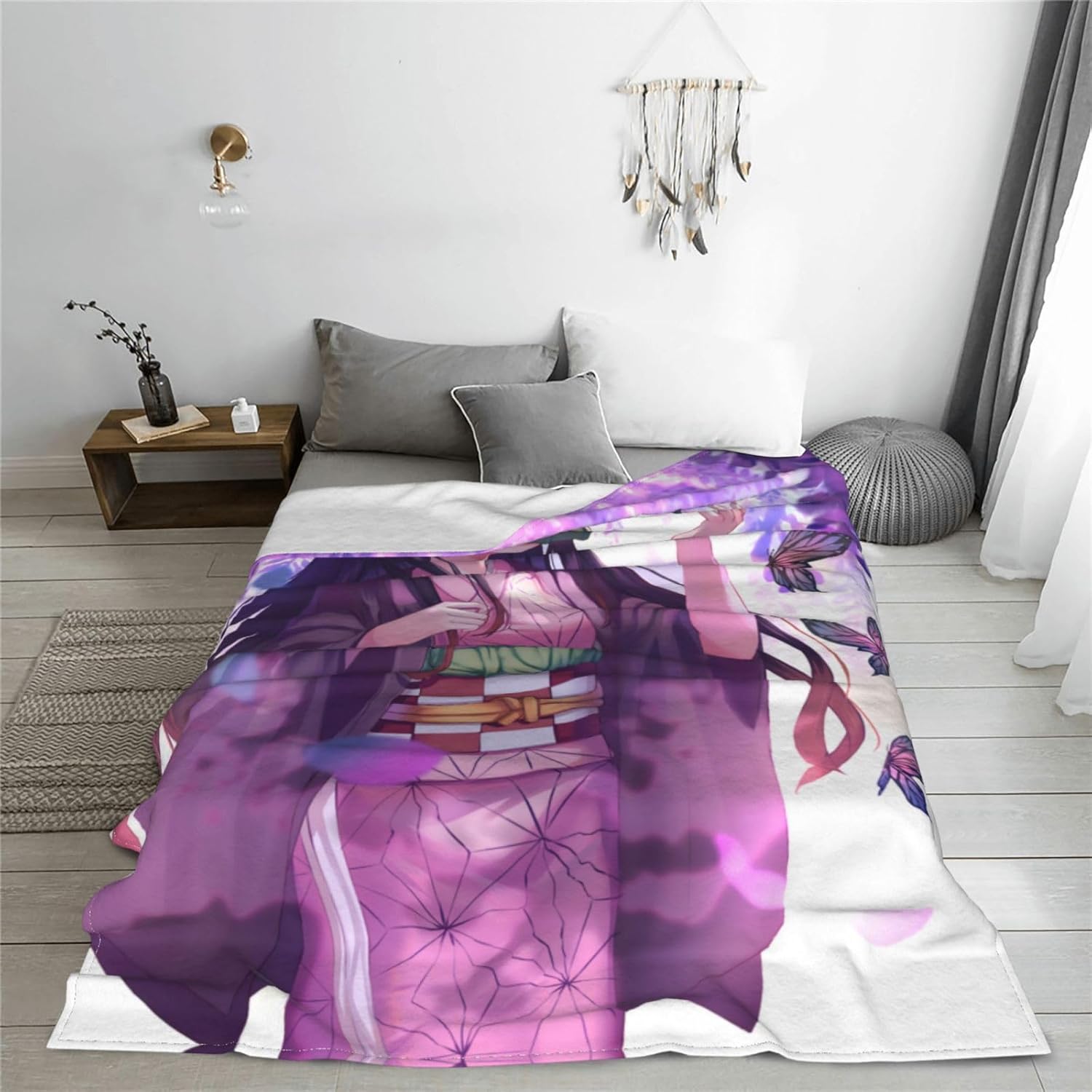 Manta de anime Nezuko  Manta de franela súper suave para sofá, ropa de cama, sala de estar, regalo para niños y adultos 02, 50 x 40 pulgadas