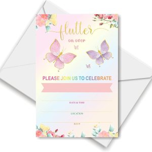 Juego de 25 invitaciones de mariposa con sobres para fiesta de mariposas, baby shower, niñas, fiesta de cumpleaños, boda, despedida de soltera, Juego de 25 invitaciones de mariposa con sobres para fiesta de mariposas, baby shower, niñas, fiesta de cumpleaños, boda, despedida de soltera,