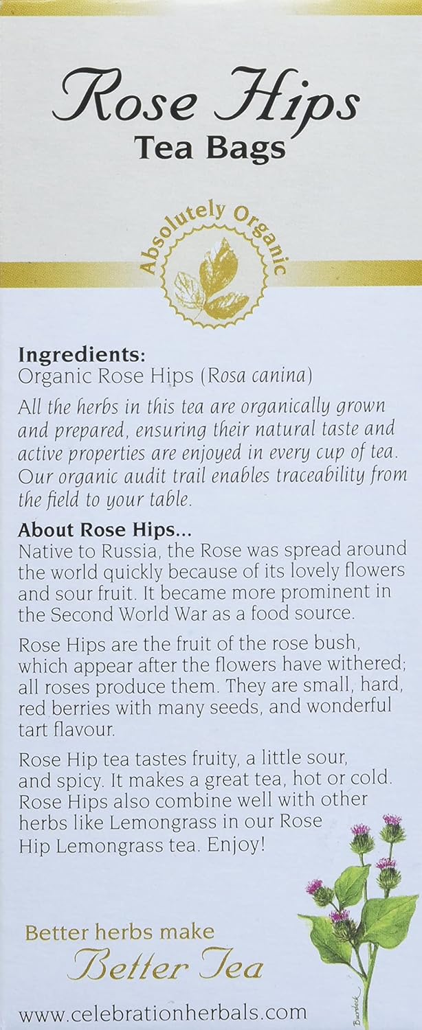 CELEBRATION HERBALS Rose HIPS Tea Organic 24 Bolsa, 0.02 libras