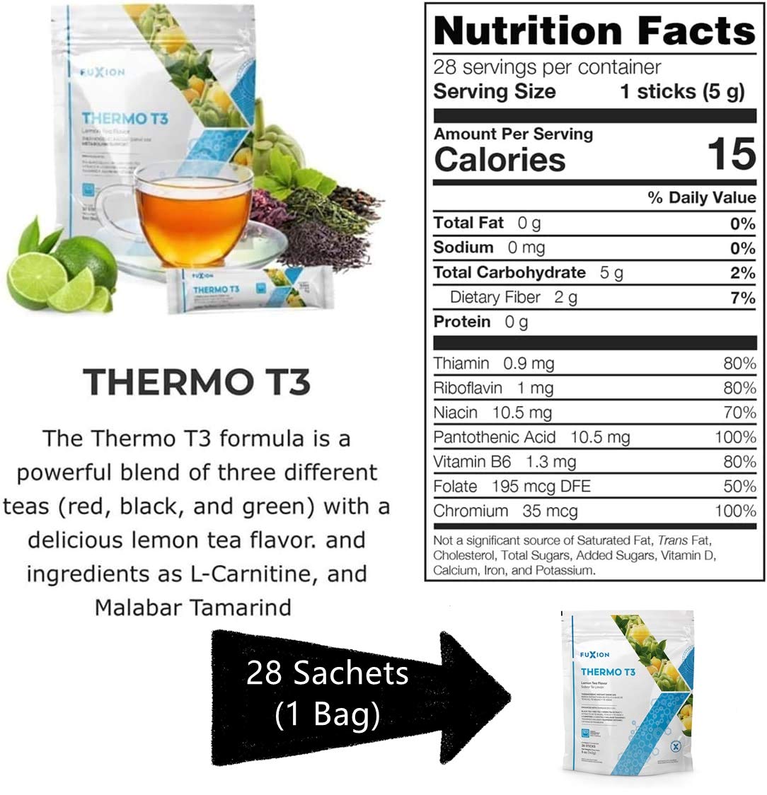 FuXion Thermo T3, delicioso sabor a té de limón (Thermo TT3, 28 bolsitas)