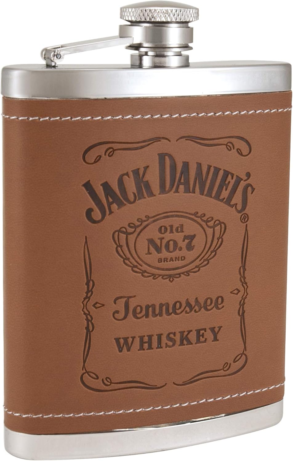 Jack Daniels – Frasco con licencia para bar, 6 onzas, color plateado