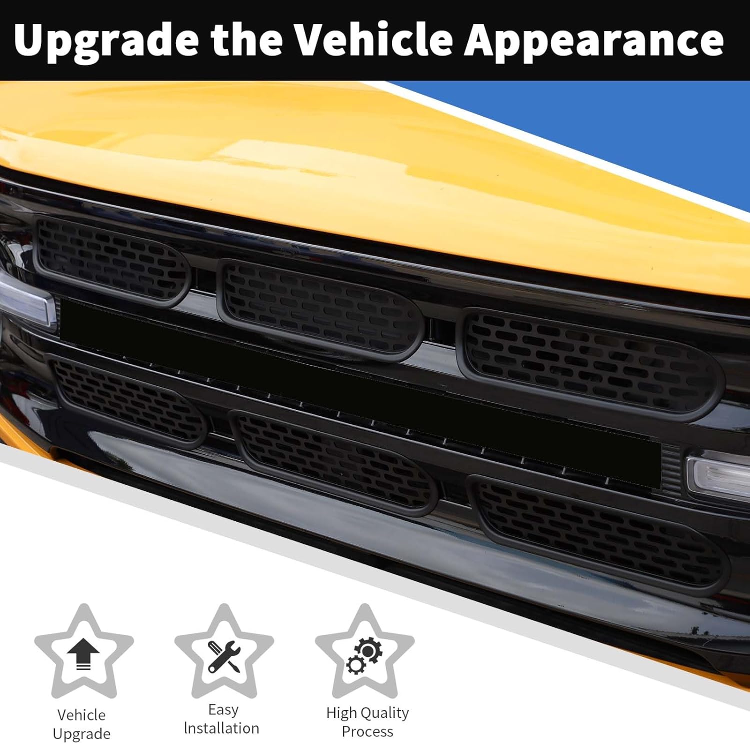 Voodonala Cubierta decorativa de malla para Ford Bronco 2 y 4 puertas 2021-2023 (ABS, 6 unidades, negro mate)