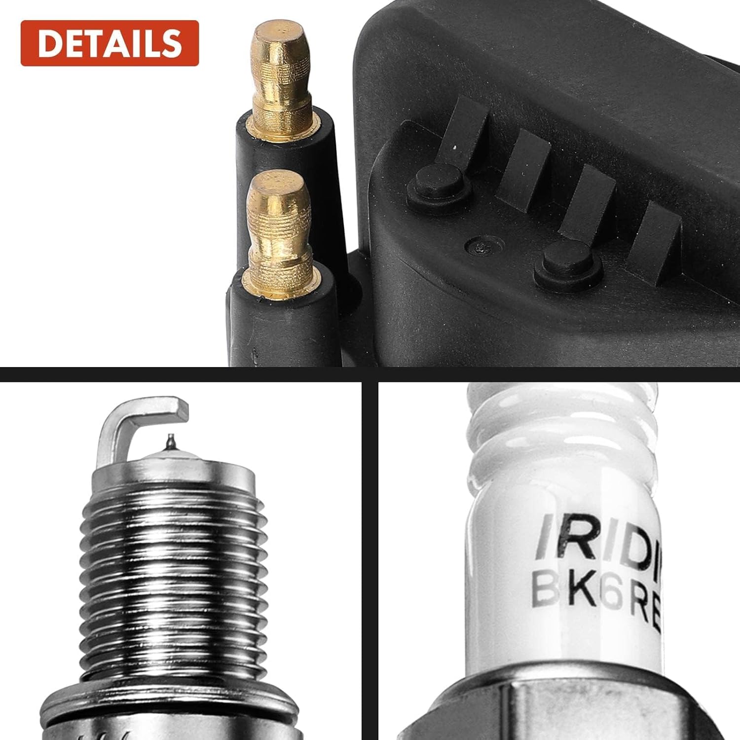 A-Premium Paquete de 3 bobinas de encendido (negro) y 6 bujías de iridio compatibles con Chevrolet Malibu Impala Venture Buick LaCrosse Cadillac