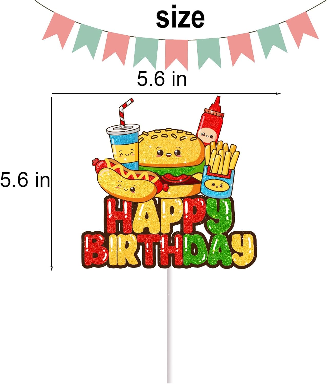 Decoración para tartas de comida rápida para niños y niñas, papas fritas, perritos calientes, hamburguesas, parrilladas, suministros de decoración
