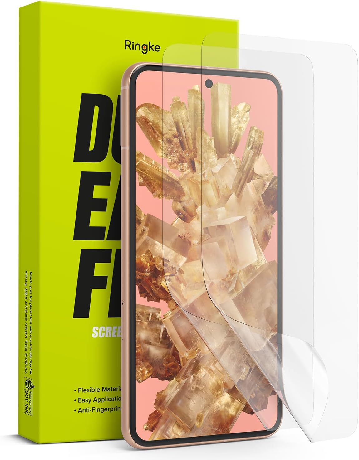 Ringke Película doble fácil protección de 4 capas compatible con protector de pantalla Google Pixel 8, revestimiento de reparación autocurable,