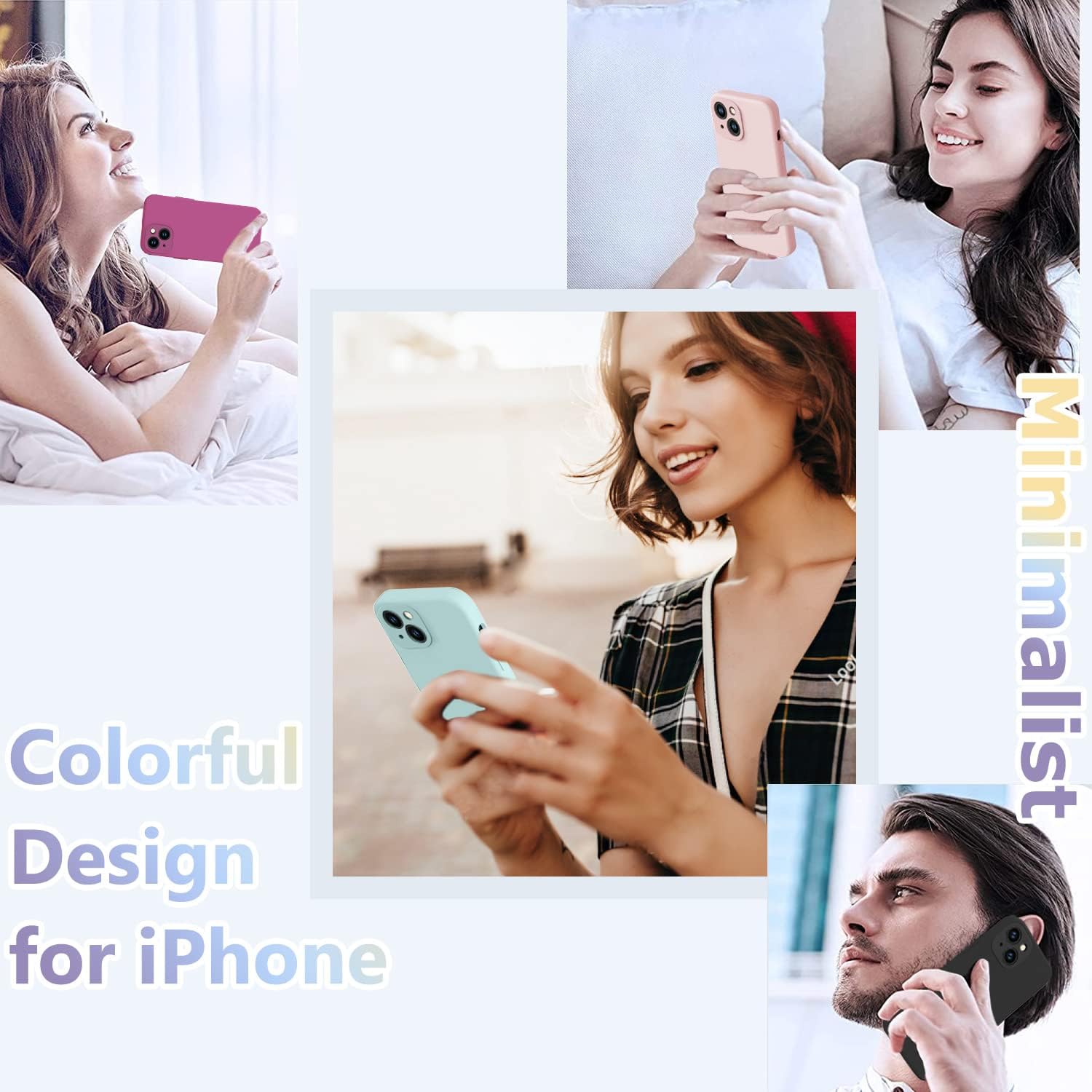 BossKiss Funda compatible con iPhone 13, silicona líquida de alta calidad tacto aterciopelado 2 protectores de pantalla de vidrio templado 9H,