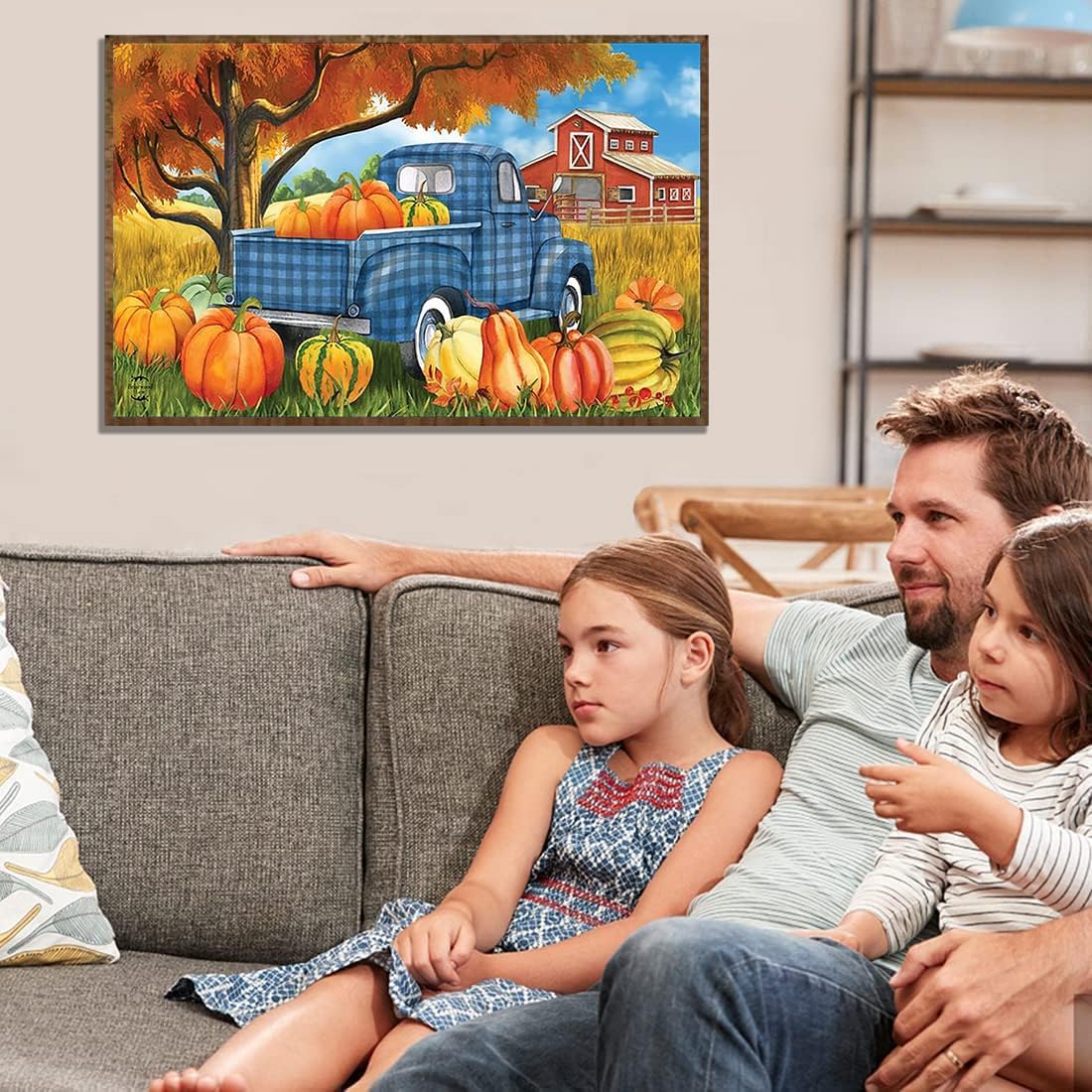 Kits de pintura de diamantes de otoño de Acción de Gracias para adultos, kit de arte de diamantes de calabaza de otoño, pinturas 5D con puntos de