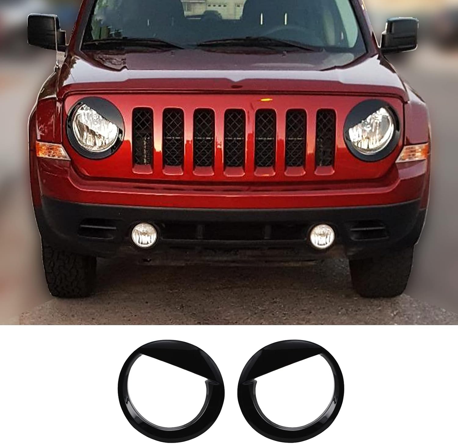 JeCar Cubierta de faro delantero ABS Angry Birds estilo biseles para Jeep Patriot 2011-2016, negro