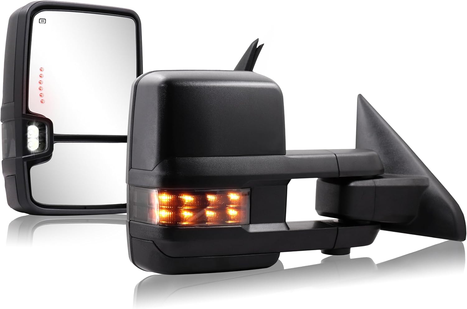 Sanooer – Espejos laterales para camioneta con direccional, calentamiento eléctrico del cristal, sensor de temperatura en la luz para el suelo y
