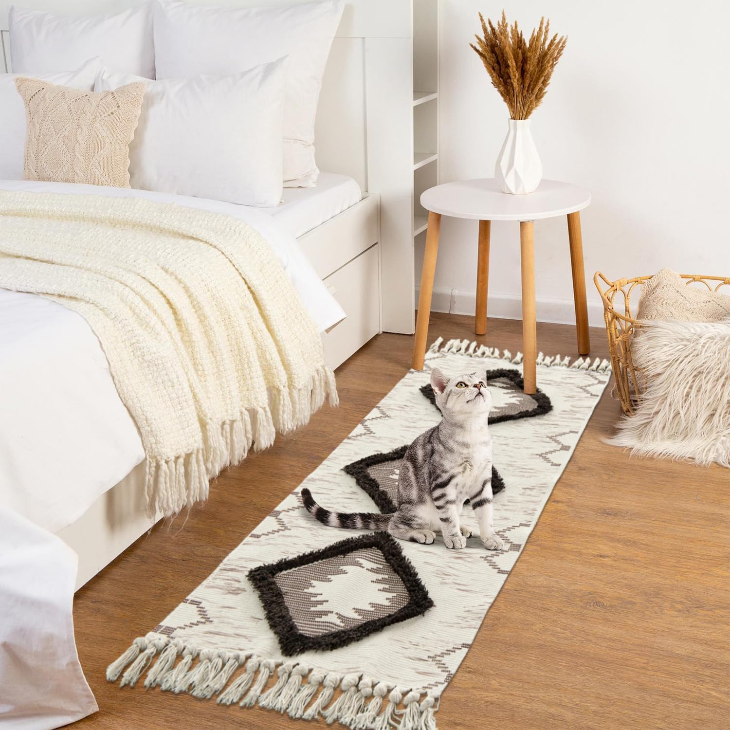 nanbowang Alfombra de pasillo bohemia de 2 x 5 pies, alfombra de pasillo lavable, alfombra de piso de cocina con borlas, alfombra de pasillo tejida