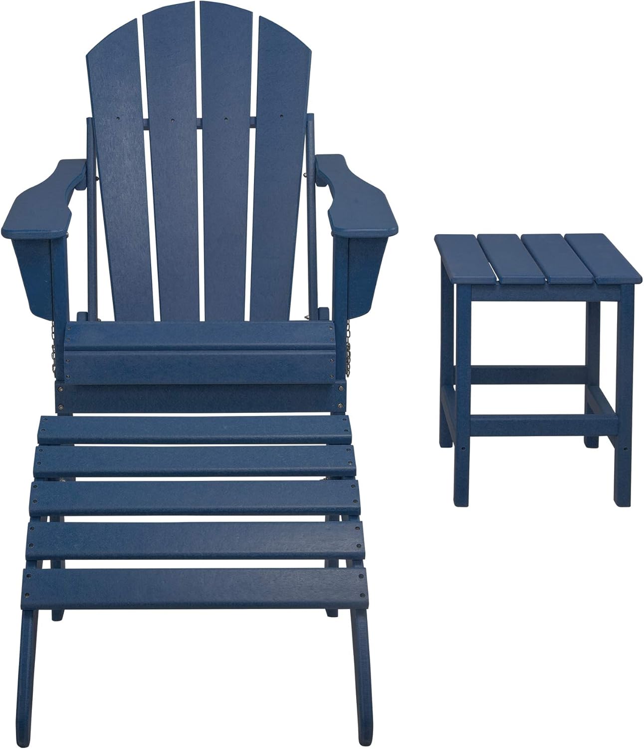 WestinTrends Malibu – Sillas de salón para exteriores, juego de 3 sillas Adirondack con otomana y mesa auxiliar, silla plegable de madera de