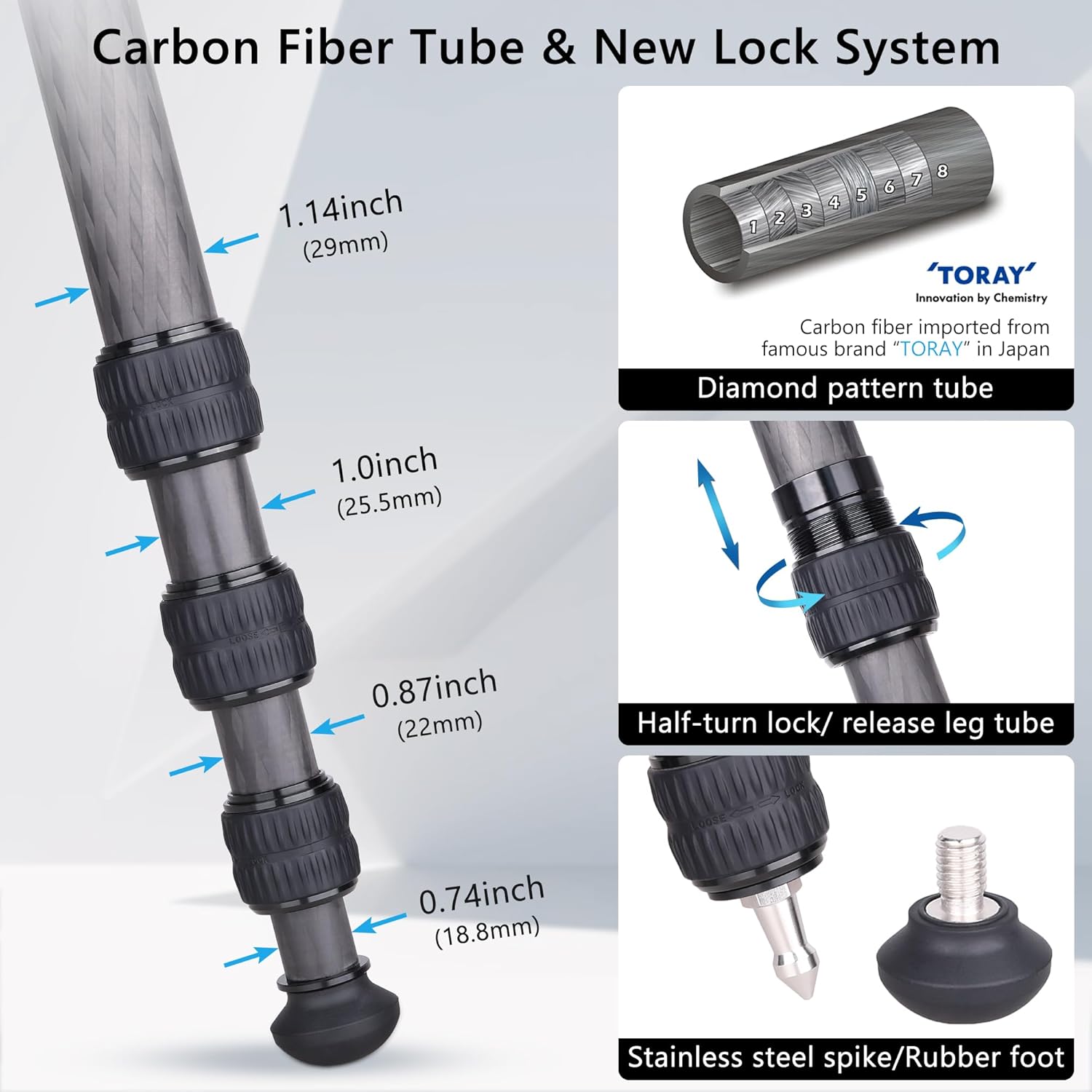 ARTCISE – Trípode de fibra de carbono profesional para cámara con cabeza de bola de perfil bajo, soporte de trípode compacto de viaje de 10 capas de
