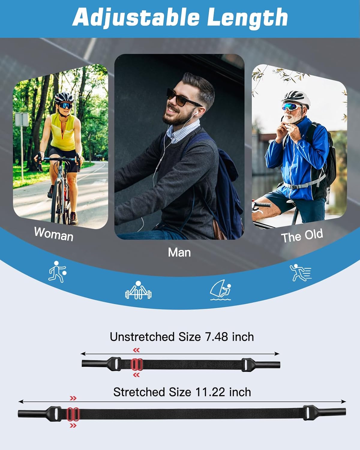Vastar Correas para lentes  6 piezas de retenedor ajustable para gafas, correa de gafas de sol sin cola, correas de soporte para gafas para hombres,