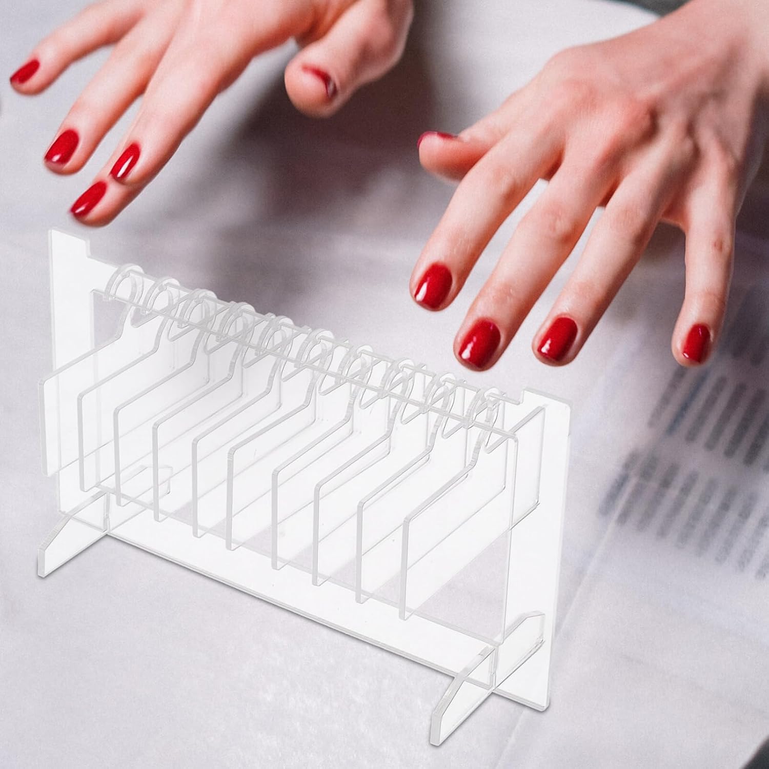 SEWACC Soporte de exhibición de uñas acrílicas, soporte de exhibición de puntas de uñas postizas, organizador colgante de uñas postizas para salón