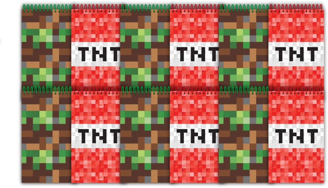 TINYMILLS Pixel Miner – Juego de 60 piezas (12 bolsas de golosinas con asas, 24 sellos de tinta automática para niños, 12 lápices multipunto, 12