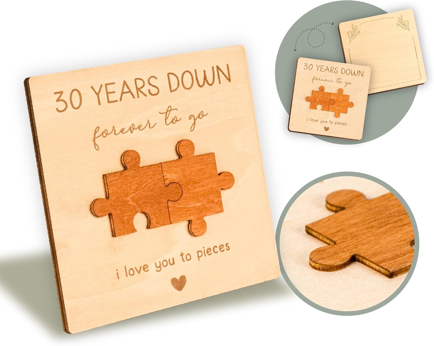 Tarjeta de regalo de 30 aniversario para parejas, tarjeta de madera para 30 aniversario de boda, regalo para marido y esposa, tarjeta de