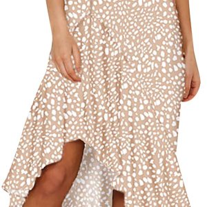 Bravetoshop – Falda midi de cintura alta con estampado floral bohemio para mujer, falda asimétrica con volantes y dobladillo acampanado Bravetoshop – Falda midi de cintura alta con estampado floral bohemio para mujer, falda asimétrica con volantes y dobladillo acampanado