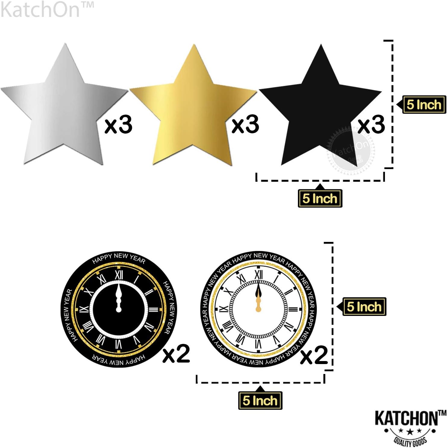 KatchOn, Remolinos colgantes de feliz año nuevo, paquete de 30  Suministros de fiesta de Año Nuevo negro y dorado 2024  Decoraciones de Año Nuevo