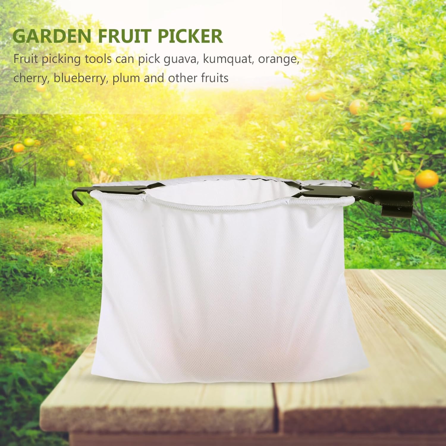 iplusmile Recolector de frutas Cosechadora de frutas Poste de recolección de frutas Herramienta de fruta de árbol de acero inoxidable Equipo de