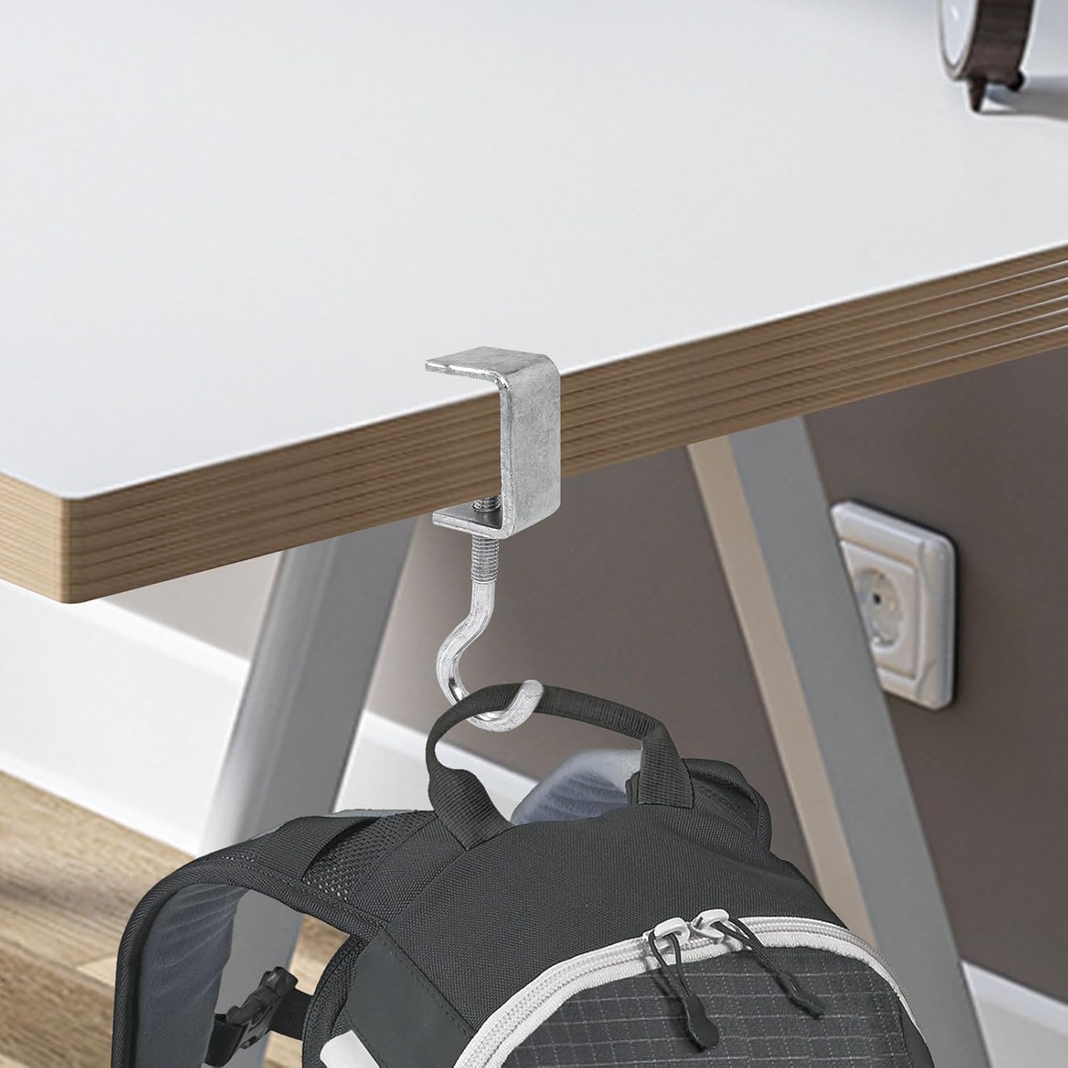 2 soportes para bolsa de montaje en escritorio, gancho con abrazadera, soporte portátil para auriculares, reduce el desorden de escritorio para