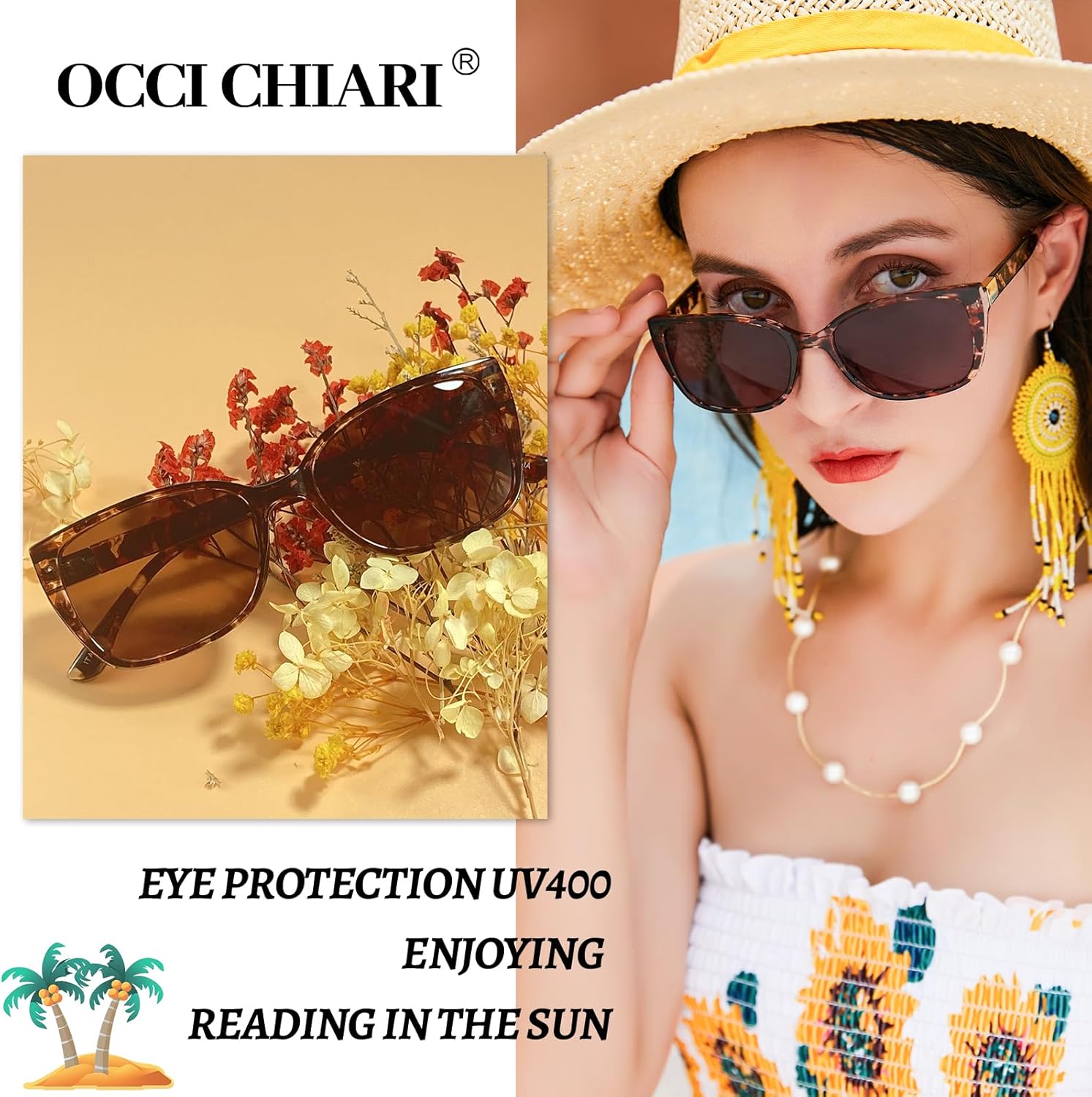 OCCI CHIARI Gafas de sol de lectura para mujer, 2.75x, con lectores, UV400 (1.0 1.25 1.5 1.75 2.0 2.25 2.5 2.75 3.0 3.5)